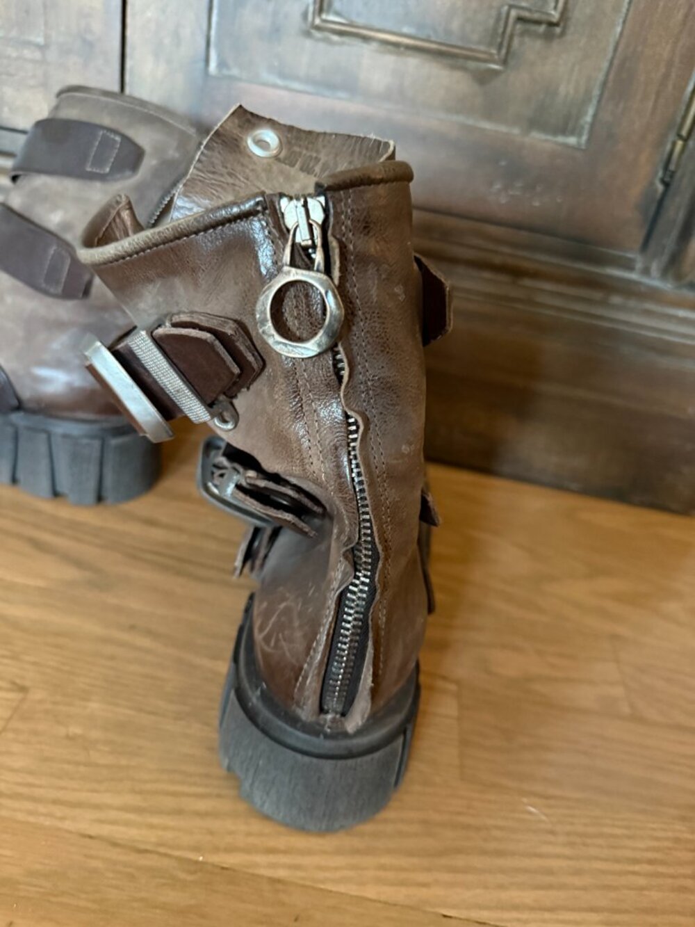 A.S.98 Hamish Buckle Combat Boots in Brown (Rock) Leather - Size 38 - Picture 3 of 11